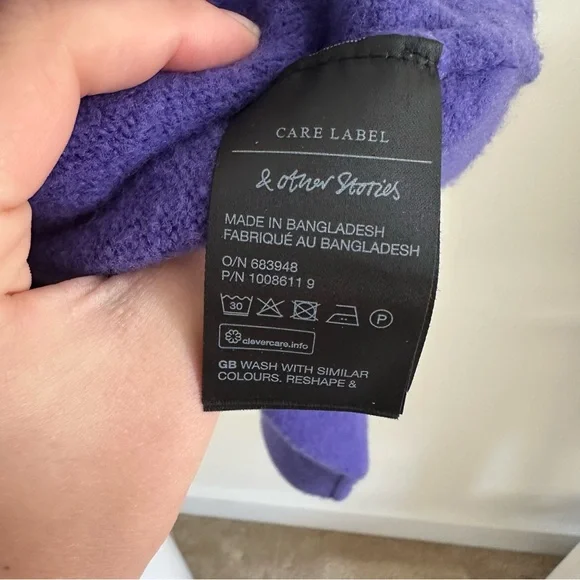 & Other Stories Blue Oversized Mock Neck Sweater, 8% Wool, Size XS - Picture 7 of 15